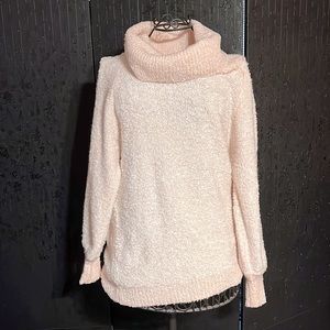 Very pale pink heavy cowl neck sweater